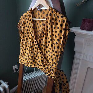 Madewell Tie-Front Short Sleeve Blouse Cheetah Print Size Large